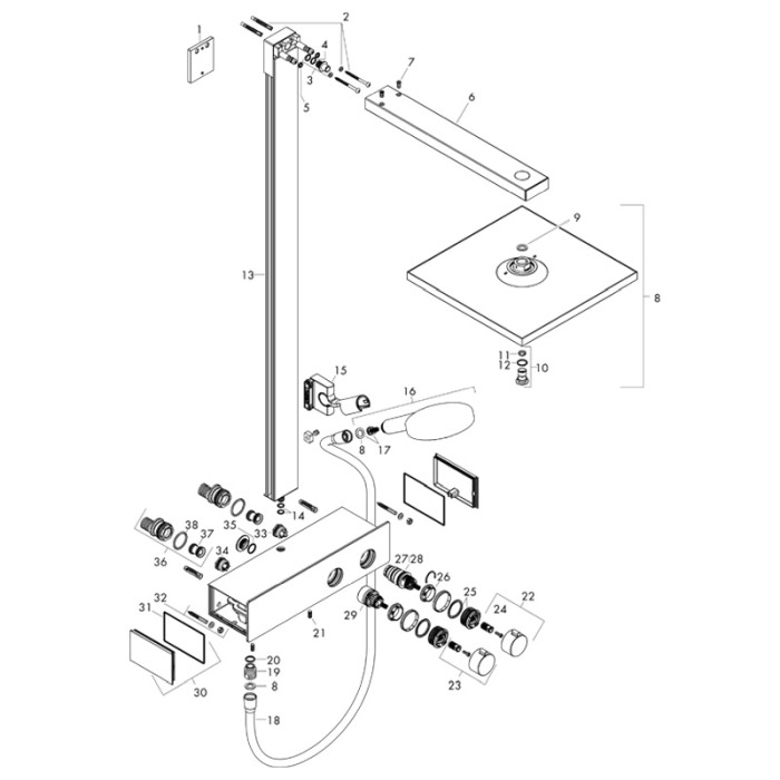 Coloana de dus cu termostat Hansgrohe, Raindance E300, crom [2]