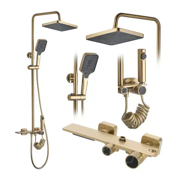 Coloana de dus cu termostat Rea Helix auriu periat plus dus igienic [2]