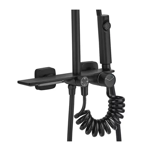 Coloana de dus cu termostat Rea Helix negru mat plus dus igienic [3]