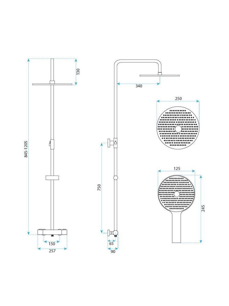Coloana de dus cu termostat Rea Lungo auriu [7]