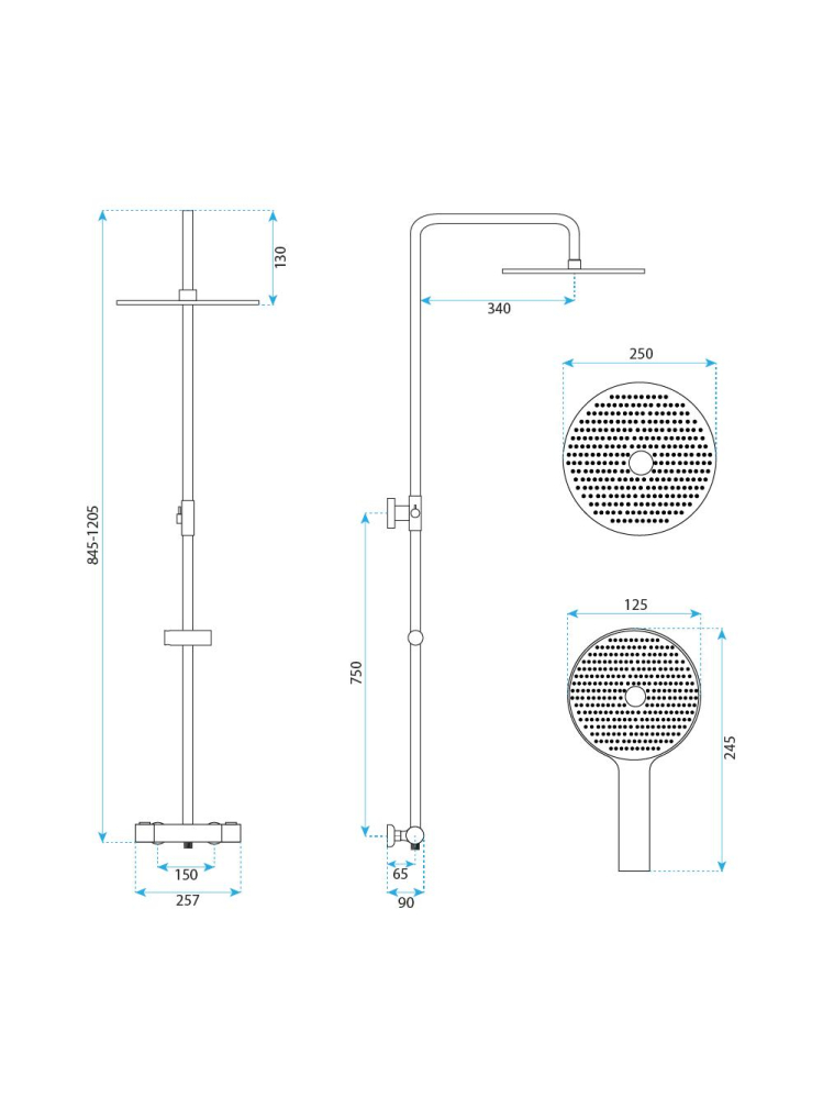 Coloana de dus cu termostat Rea Lungo auriu periat [7]