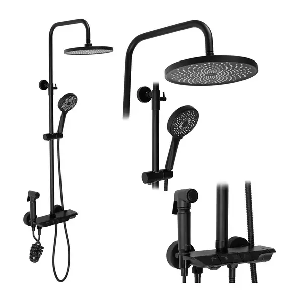 Coloana de dus cu termostat Rea Max negru mat plus dus igienic [2]