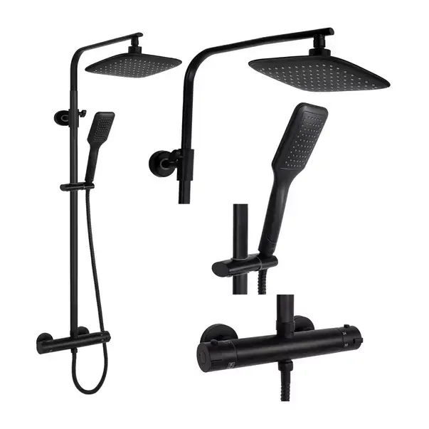 Coloana de dus cu termostat Rea Tom palarie 1 functie negru mat [2]