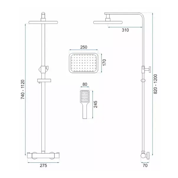 Coloana de dus cu termostat Rea Tom palarie 1 functie negru mat [6]