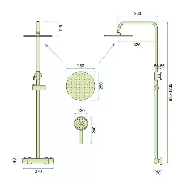 Coloana de dus cu termostat Rea Vincent palarie 1 functie negru mat [8]