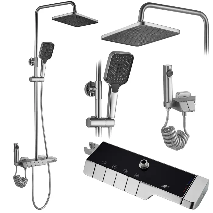 Coloana de dus cu termostat Rob Nichel Inox Periat, Rea [1]