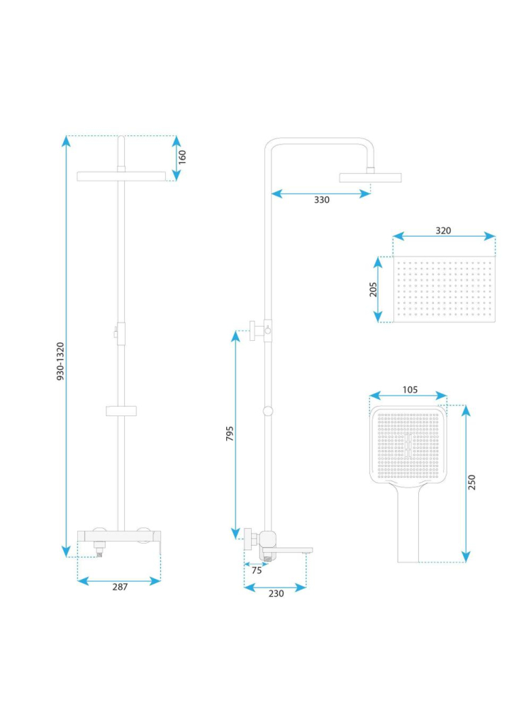 Coloana de dus dus Rea Arlo negru [8]
