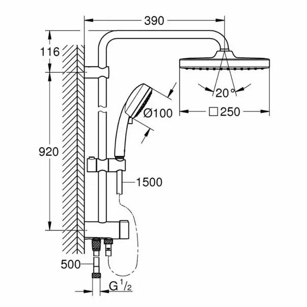 Coloana de dus Grohe Tempesta Cosmopolitan 250 Cube fara baterie [2]