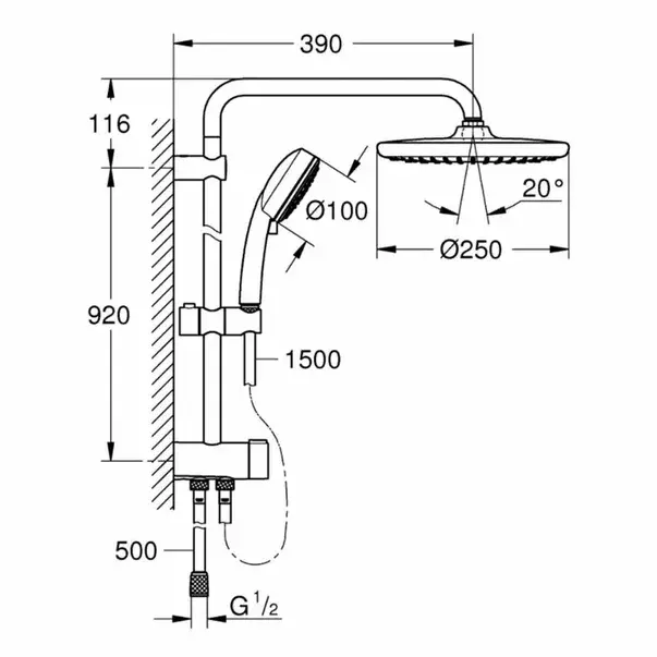 Coloana de dus Grohe Tempesta Cosmopolitan 250 fara baterie [2]
