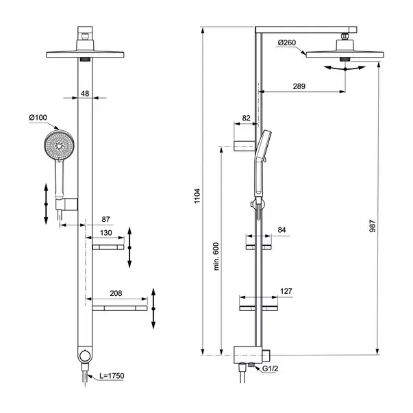 Coloana de dus mat Ideal Standard Alu+ fara baterie [7]