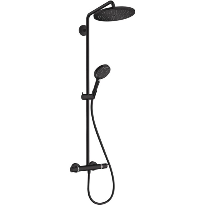 Coloana de dus negru mat, cu baterie termostatata, Hansgrohe, Croma Select S, cu bara si suport dus [1]
