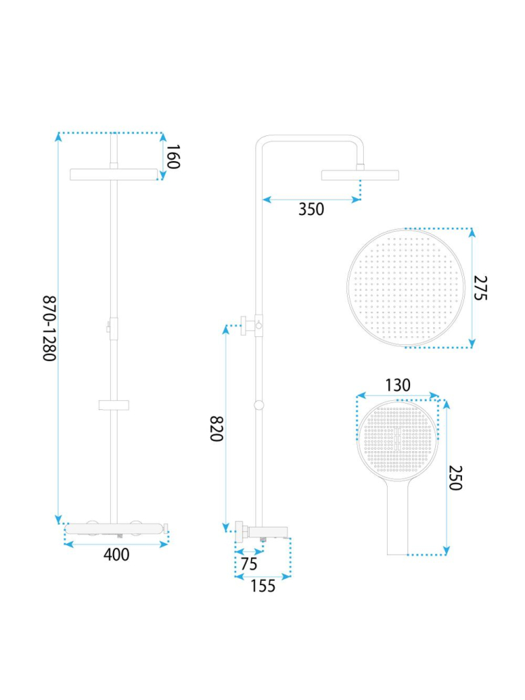 Coloana de dus REA Farel cupru periat [9]