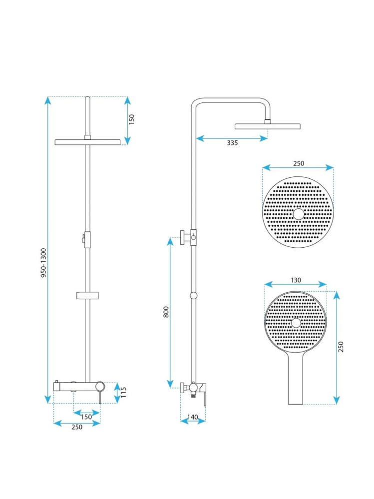 Set dus Rea Foster nickel periat baterie monocomanda montaj suprafata [11]