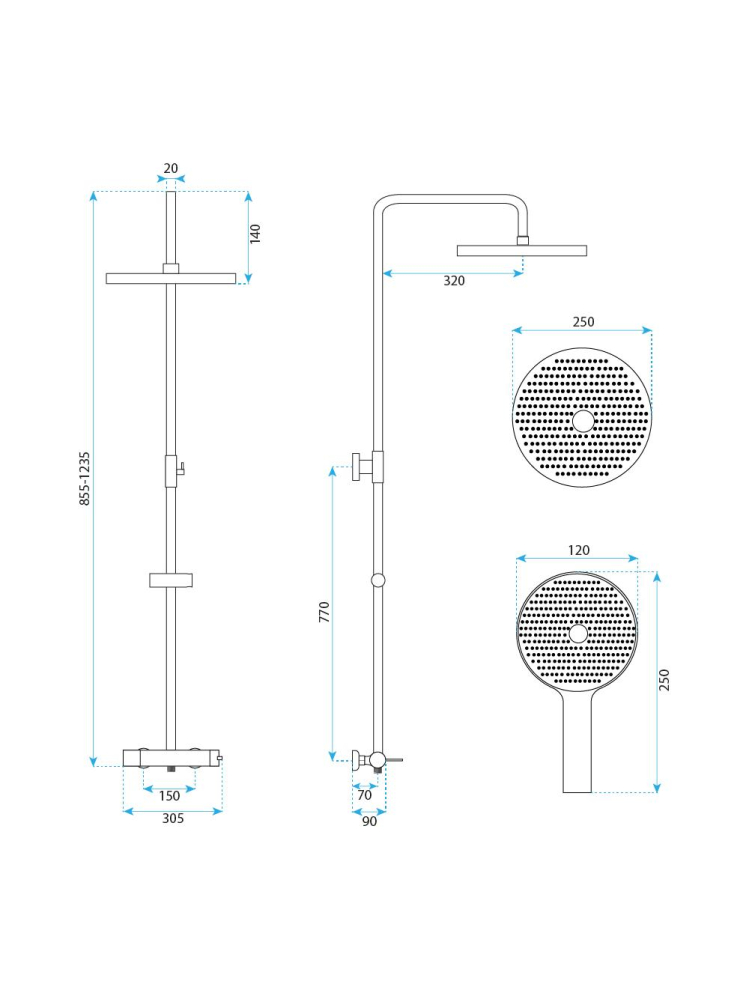 Set dus aparent Rea Grace auriu periat monocomanda reglare inaltime 855-1235 mm [11]