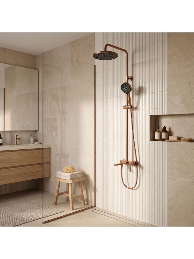 Set dus Rea Maxim cupru periat baterie monocomanda coloana reglabila dus ploaie para multifunctionala [2]