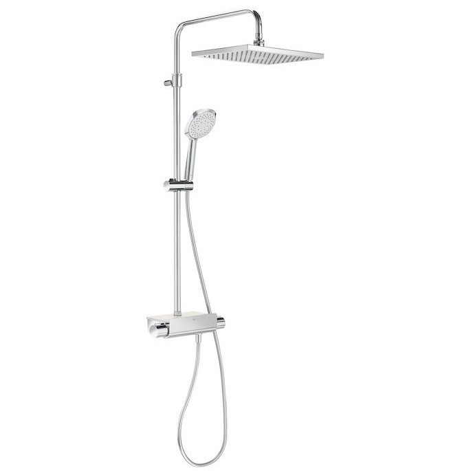 Coloana dus cu baterie si termostat Roca Deck, cap dus 36x24 cm [1]