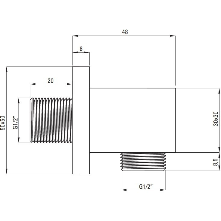 Conector furtun patrat Deante Cascada negru cu suport dus [2]