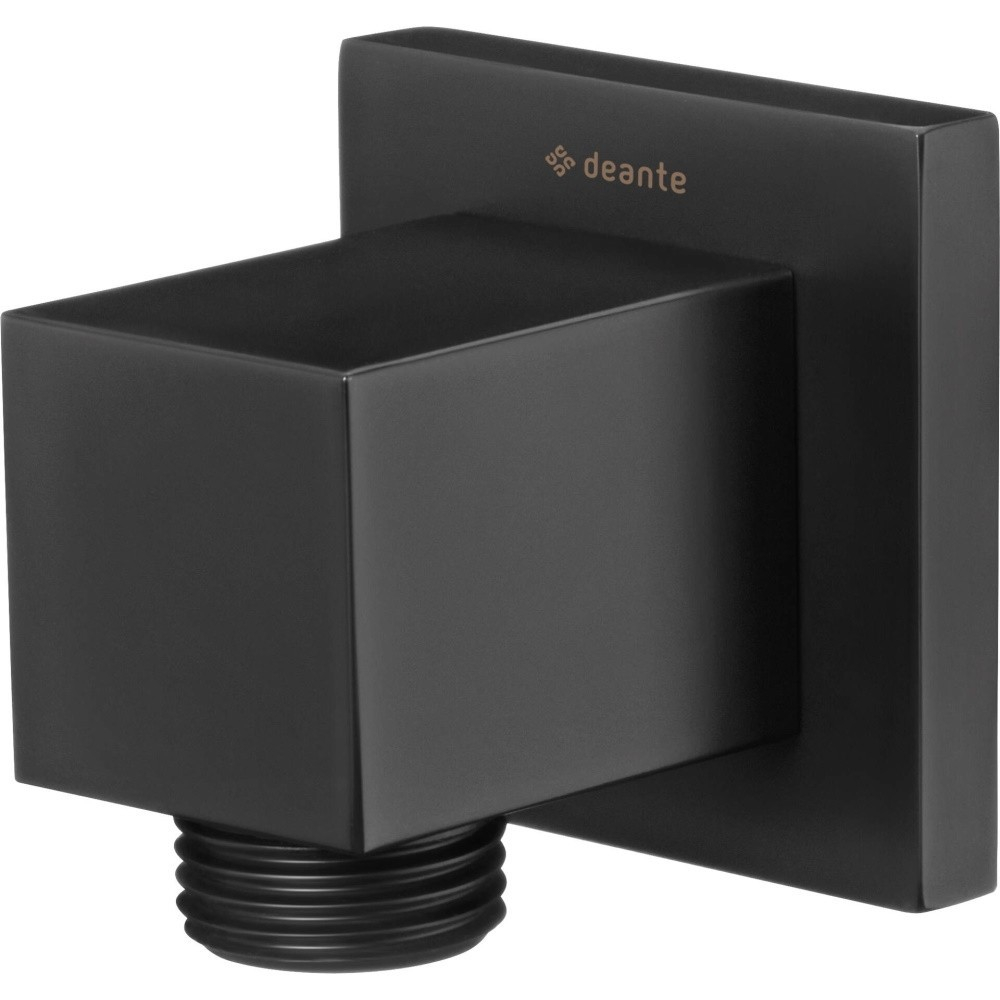 Conector furtun patrat Deante Cascada negru cu suport dus [1]