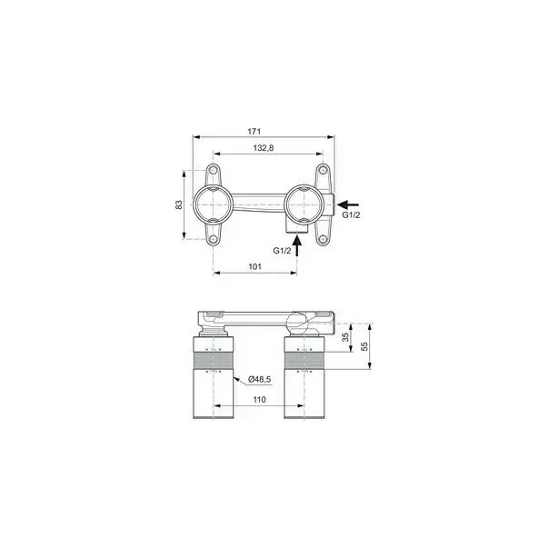 Corp incastrat Ideal Standard pentru baterii lavoar cu montaj pe perete Easy Box [2]