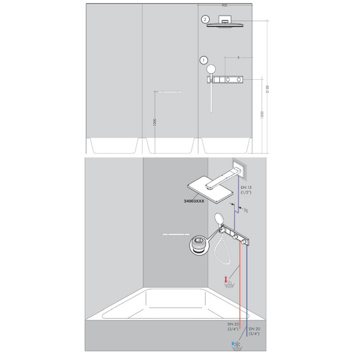 Corp incastrat pentru baterie cu 2 functii, Hansgrohe, RainSelect, pentru baterii cu 2 functii [5]