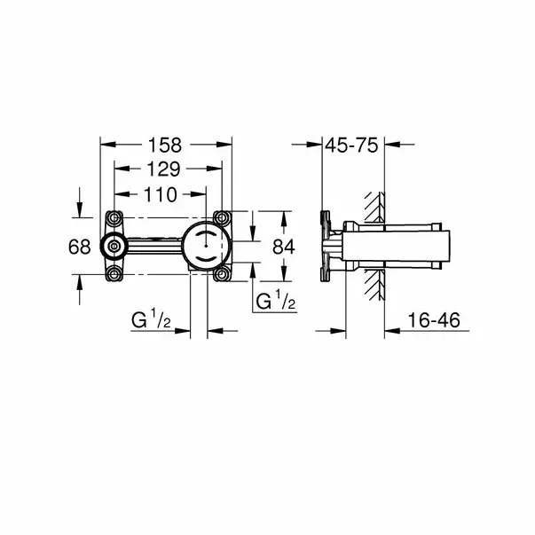 Corp incastrat universal Grohe pentru baterie pe perete [2]
