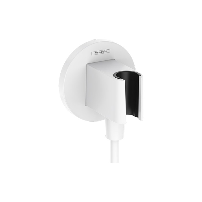 Cot racord de duș, Hansgrohe, FixFit S, cu suport pentru para de duș, alb mat [1]