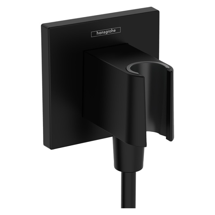Cot racord, Hansgrohe, FixFit E, cu suport pentru para de dus, negru mat [1]