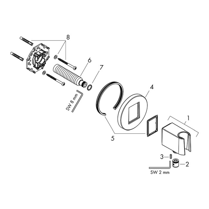 Cot racord, Hansgrohe, FixFit S, cu suport pentru para de dus, crom [3]