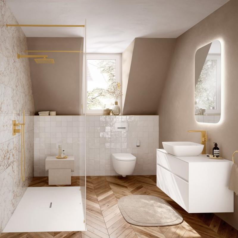Cot racord Villeroy&Boch, Universal Showers, pătrat cu suport duș, brushed gold [3]