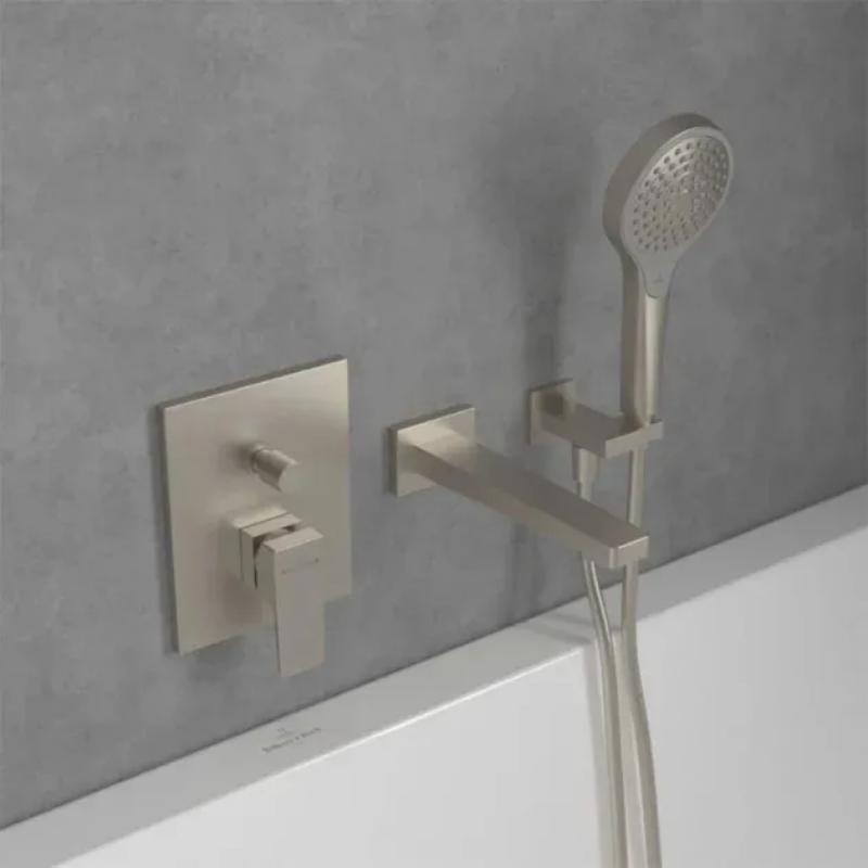 Cot racord Villeroy&Boch, Universal Showers, pătrat cu suport duș, brushed nickel [4]