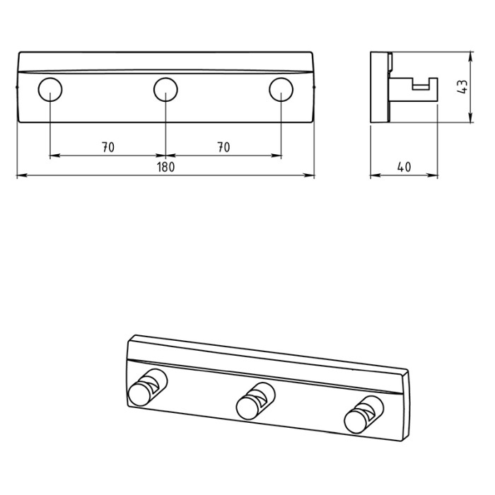 Cuier cu 3 agatatori, Ferro, Metalia 12, crom [2]