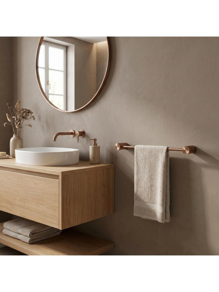 Cuier de baie Rea Solo 64101 cupru periat 600x65mm metal montaj perete [3]