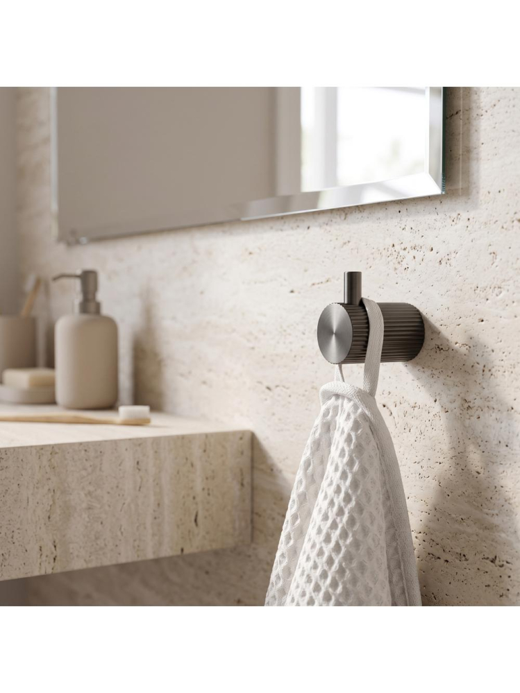 Cuier de baie Rea Solo finisaj titan metal 30x45x52 mm montaj pe perete [6]
