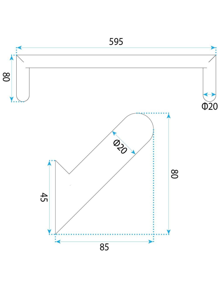 Cuier de baie Rea Will crom 595x80x85 mm montaj cu suruburi [9]