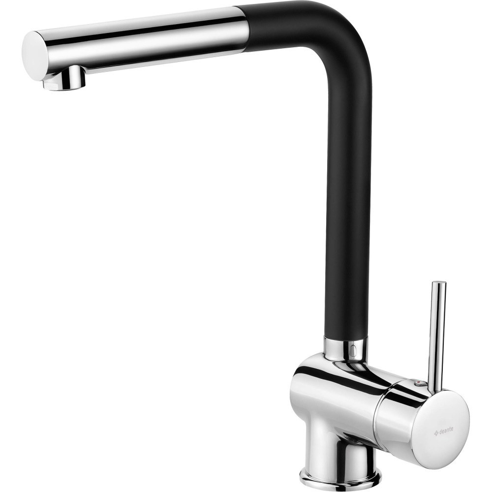 Deante Aster Baterie chiuveta bucatarie monocomanda cu dus extractibil H31 cm, negru mat/crom [1]