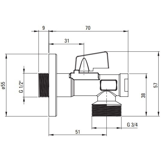 Deante Robinet coltar masina de spalat rufe 1/2" - 3/4" [2]