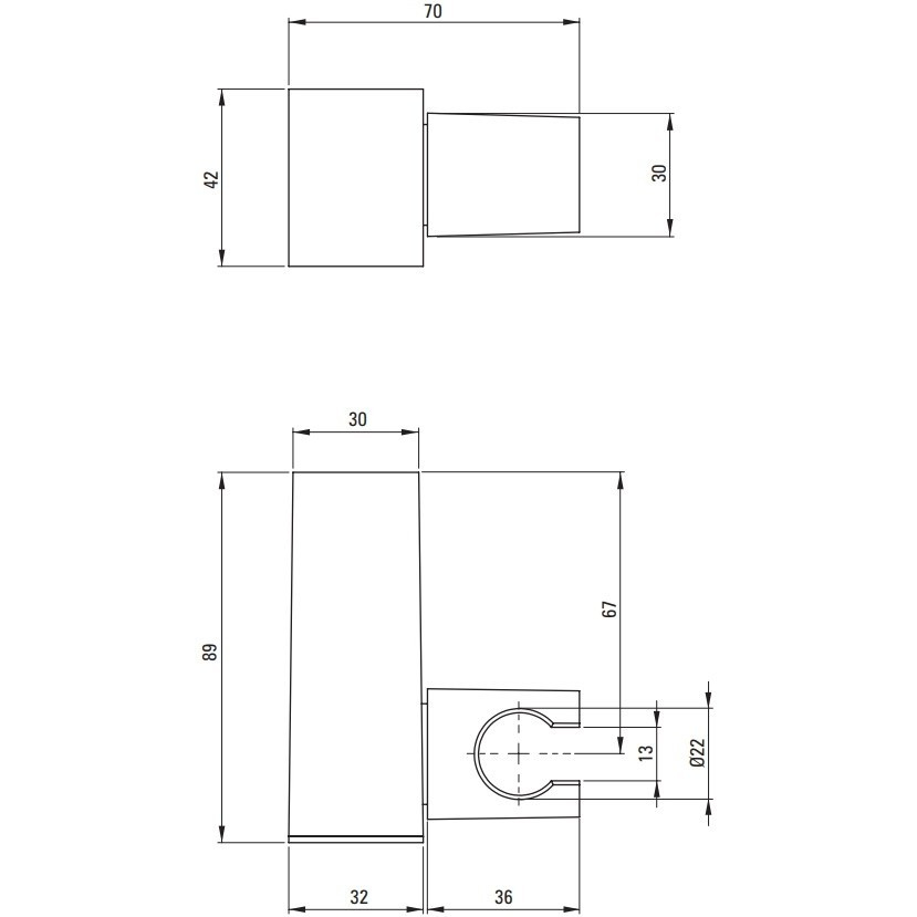 Deante Square Suport fix para de dus, crom [3]