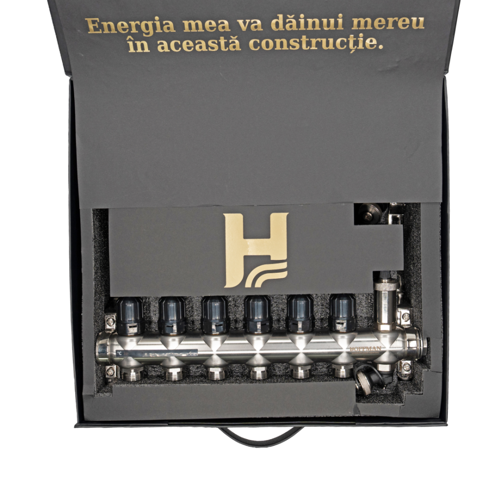 Distribuitor cu debitmetru 6 căi (1″ x 3/4″) cu aerisitor si robinet golire, Hoffman Underfloor Heating [3]