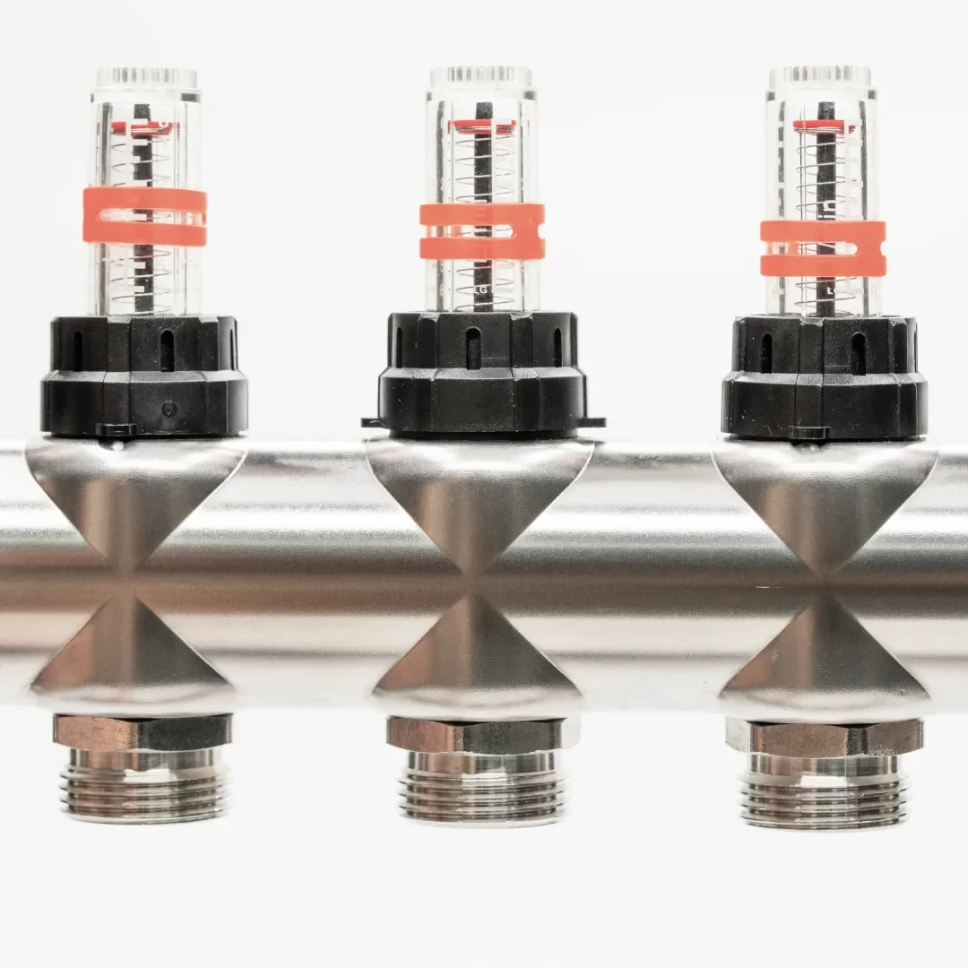 Distribuitor cu debitmetru 8 căi (1″ x 3/4″), aerisitor si robinet golire, Hoffman Underfloor Heating [7]