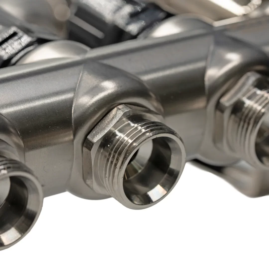 Distribuitor cu debitmetru 8 căi (1″ x 3/4″), aerisitor si robinet golire, Hoffman Underfloor Heating [9]