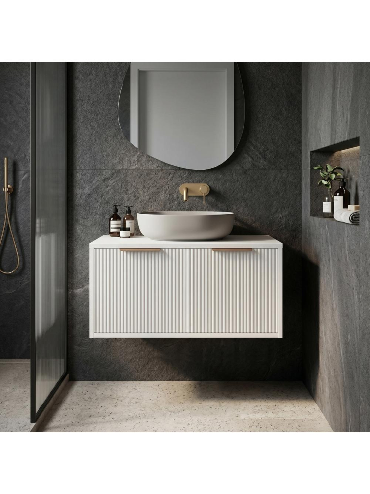 Dulap baie pentru lavoar Rea Core 80cm alb [3]