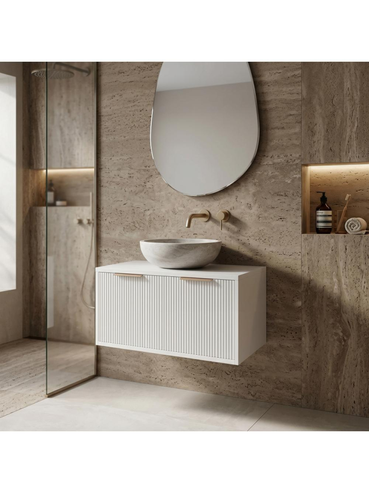 Dulap baie pentru lavoar Rea Core 80cm alb [5]
