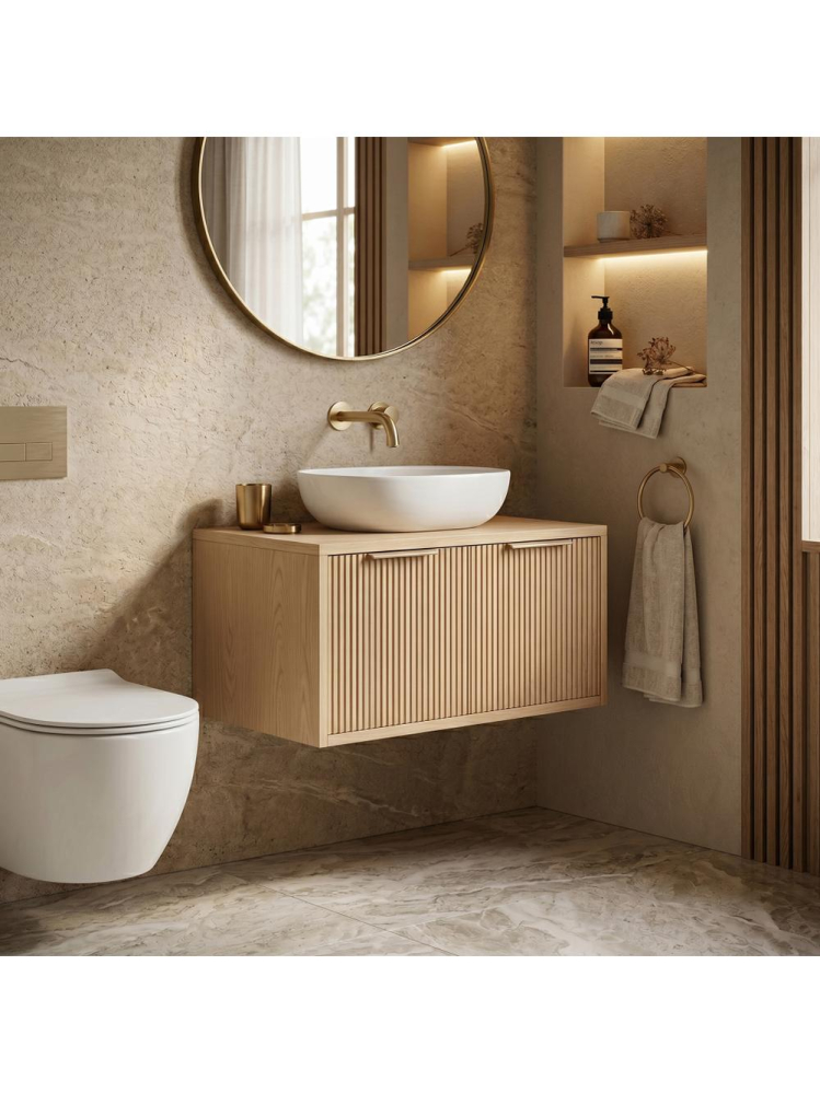 Dulap baie pentru lavoar Rea Core 80cm bej [6]