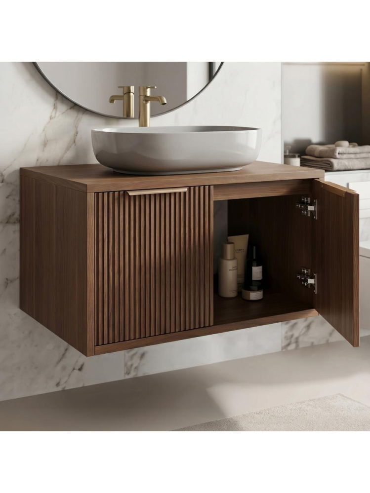Dulap baie pentru lavoar Rea Core 80cm maro [5]