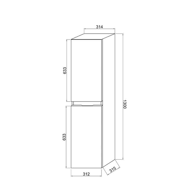 Dulap baie suspendat Fluminia Pisa, front riflat, 2 uși Soft Close, MDF, 31,4 x 31,5 x 130 cm, verde Italia [3]