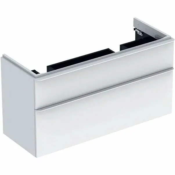 Dulap baza pentru lavoar dublu suspendat Geberit Smyle Square alb 2 sertare 119 cm [1]