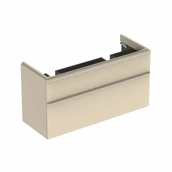 Dulap baza pentru lavoar dublu suspendat Geberit Smyle Square gri nisip 2 sertare 119 cm [1]