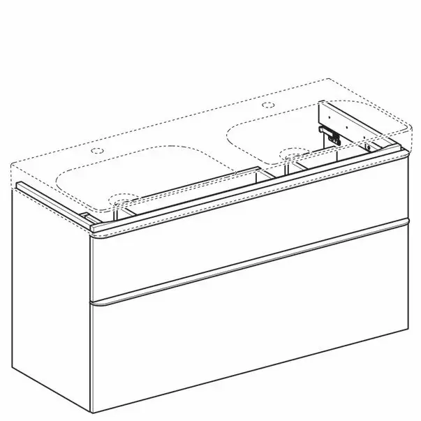 Dulap baza pentru lavoar dublu suspendat Geberit Smyle Square gri nisip 2 sertare 119 cm [2]