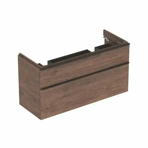 Dulap baza pentru lavoar dublu suspendat Geberit Smyle Square nuc 2 sertare 119 cm [1]