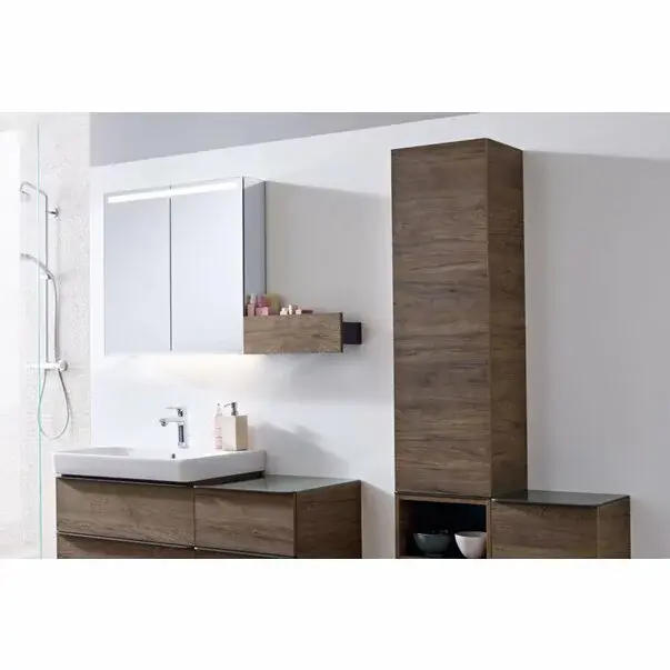 Dulap baza pentru lavoar dublu suspendat Geberit Smyle Square nuc 2 sertare 119 cm [2]